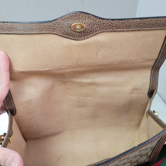 100% Authentic Gucci web sherry line clutch Bag - Picture 5 of 14